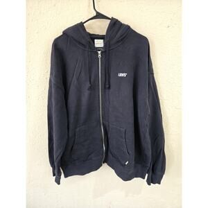 Levi's Mens Gold Tab Hoodie, Relaxed Fit, Full Zip, Black, Size Large Has Defect